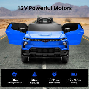 12V Kids Electric Ride-On Truck Licensed Chevrolet Silverado with Remote Control Toy Trend Times 4