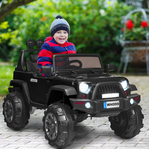 12V Kids Ride-On RC Truck with Spring Suspension, LED Lights, Music, and Trunk – Black Trend Times 2