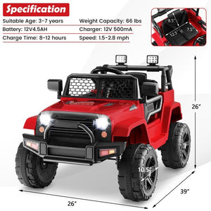 12V Kids Ride-On Truck for Toddlers with Remote Control and Headlights Trend Times 3