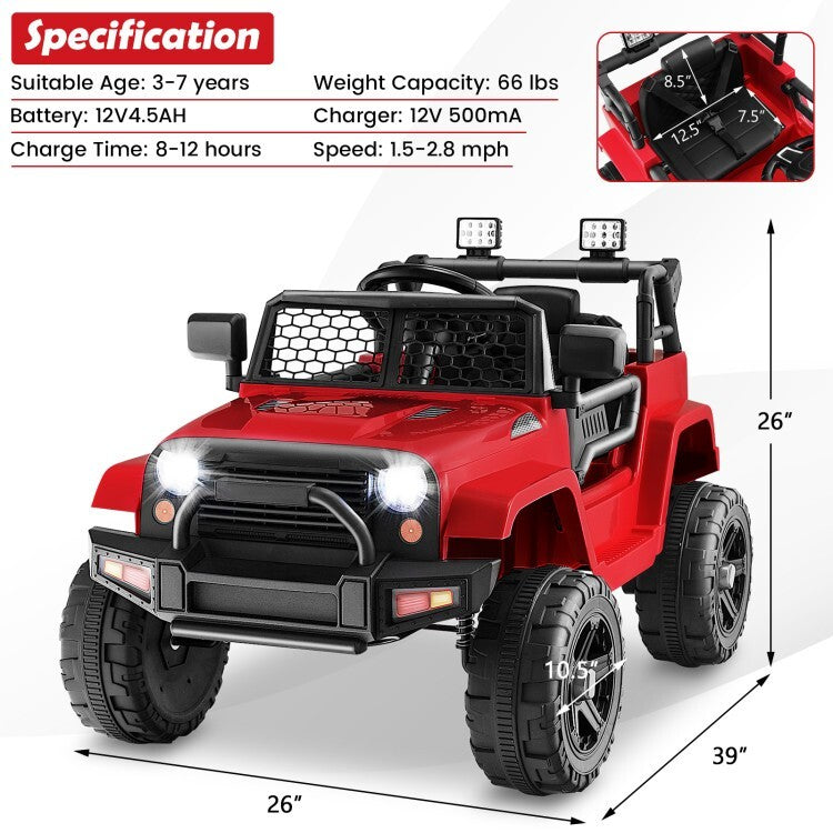 12V Kids Ride-On Truck for Toddlers with Remote Control and Headlights Trend Times 3