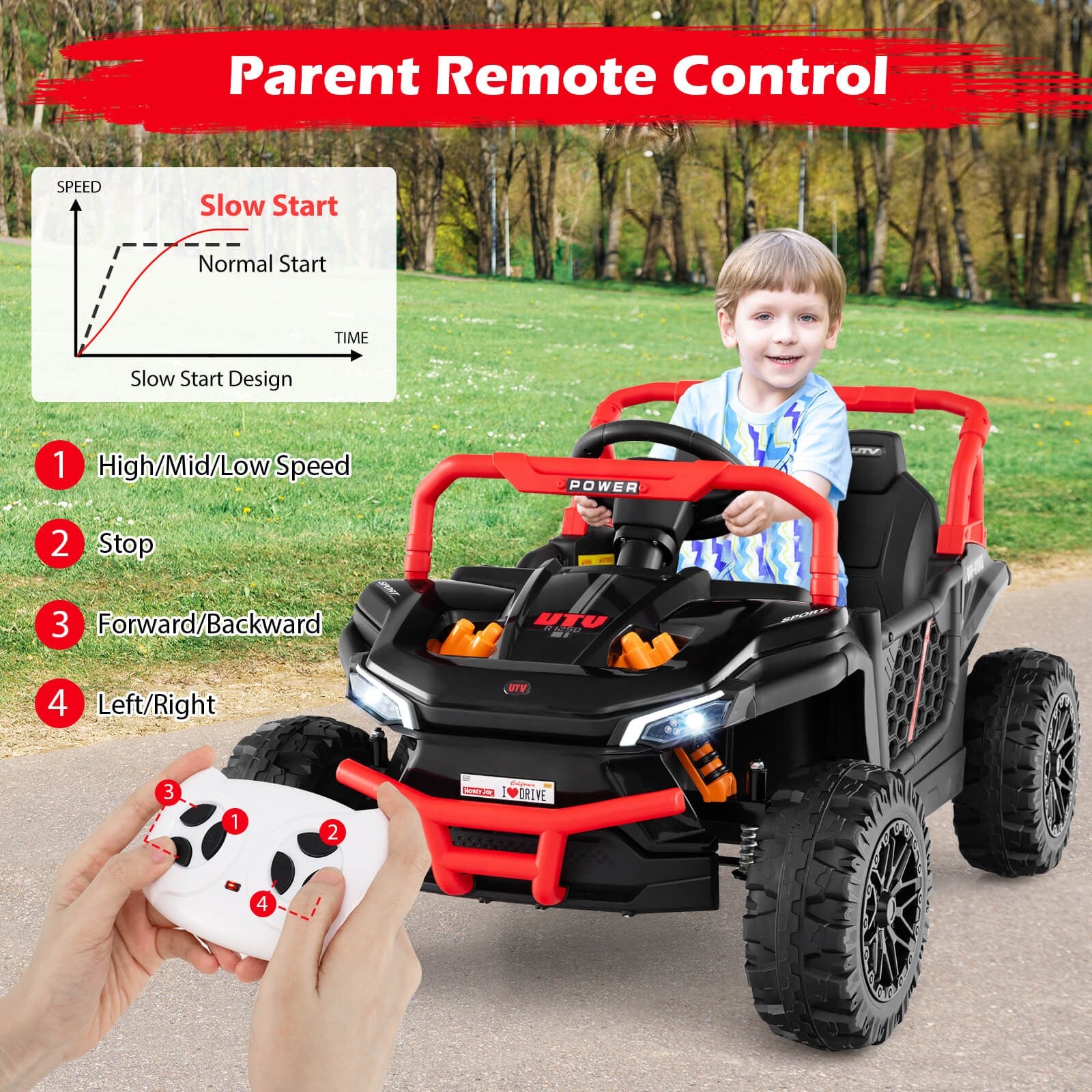 12V Kids Ride-On Truck with Parental Remote Control and 3-Speed Forward & Reverse Functions Trend Times 9