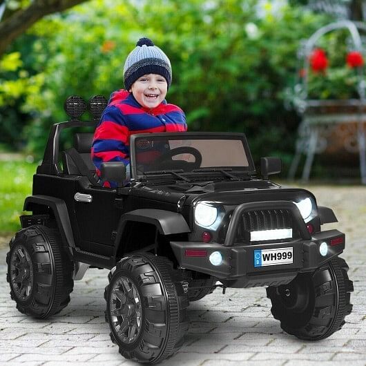 12V Kids Ride-On Truck with Remote Control and Double Magnetic Doors, Black Trend Times 2