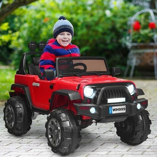 12V Kids Ride-On Truck with Remote Control and Double Magnetic Doors in Red Trend Times 2