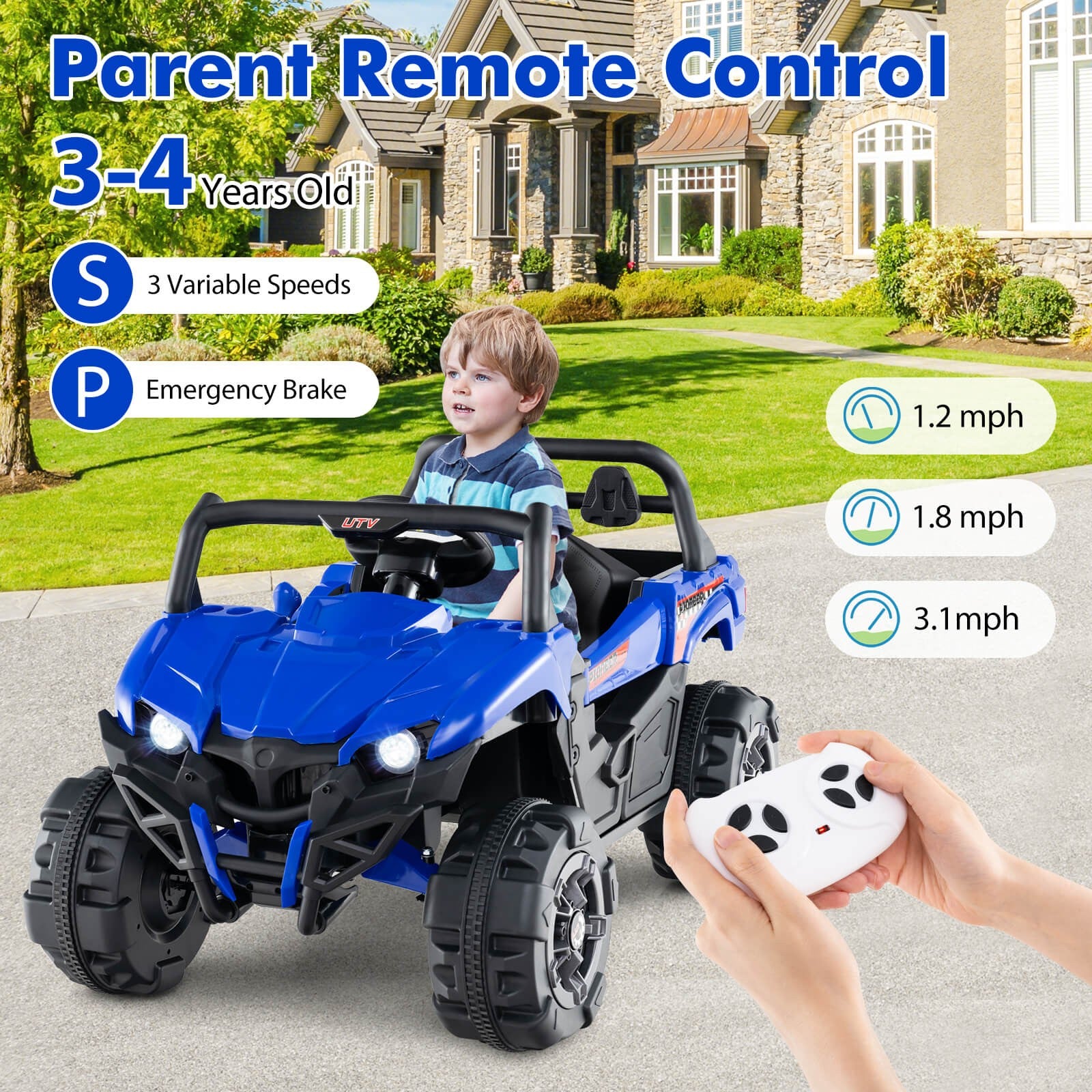 12V Kids Ride-On Truck with Remote Control, Slow Start, Safety Belt, and Rear Storage Trend Times 6