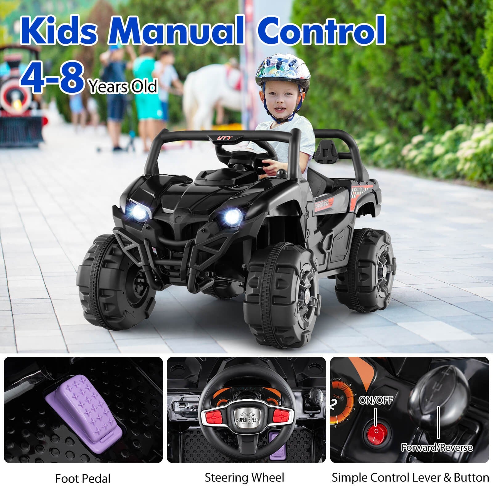 12V Kids Ride-On Truck with Remote Control, Slow Start, Safety Belt, and Rear Storage Trend Times 4