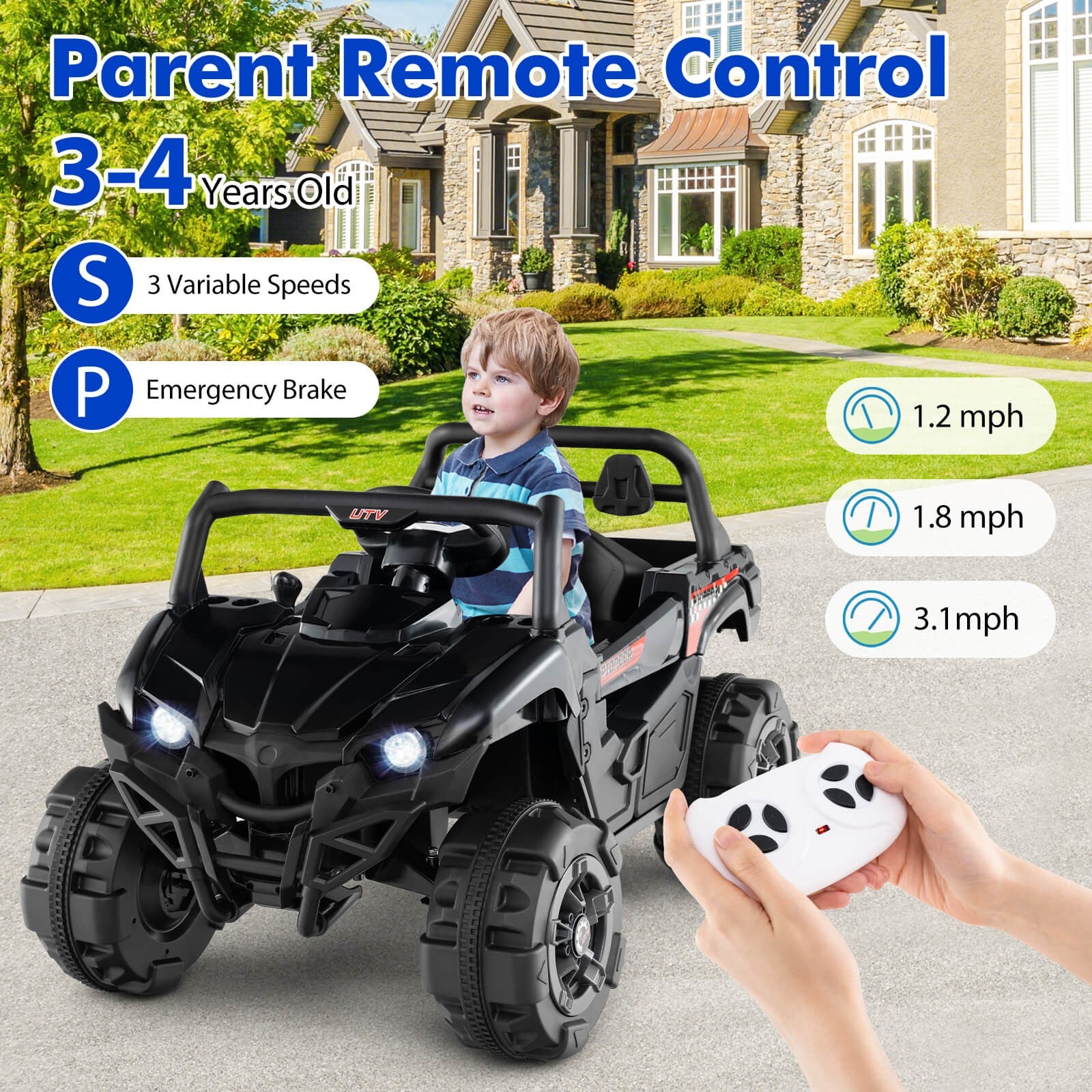 12V Kids Ride-On Truck with Remote Control, Slow Start, Safety Belt, and Rear Storage Trend Times 5