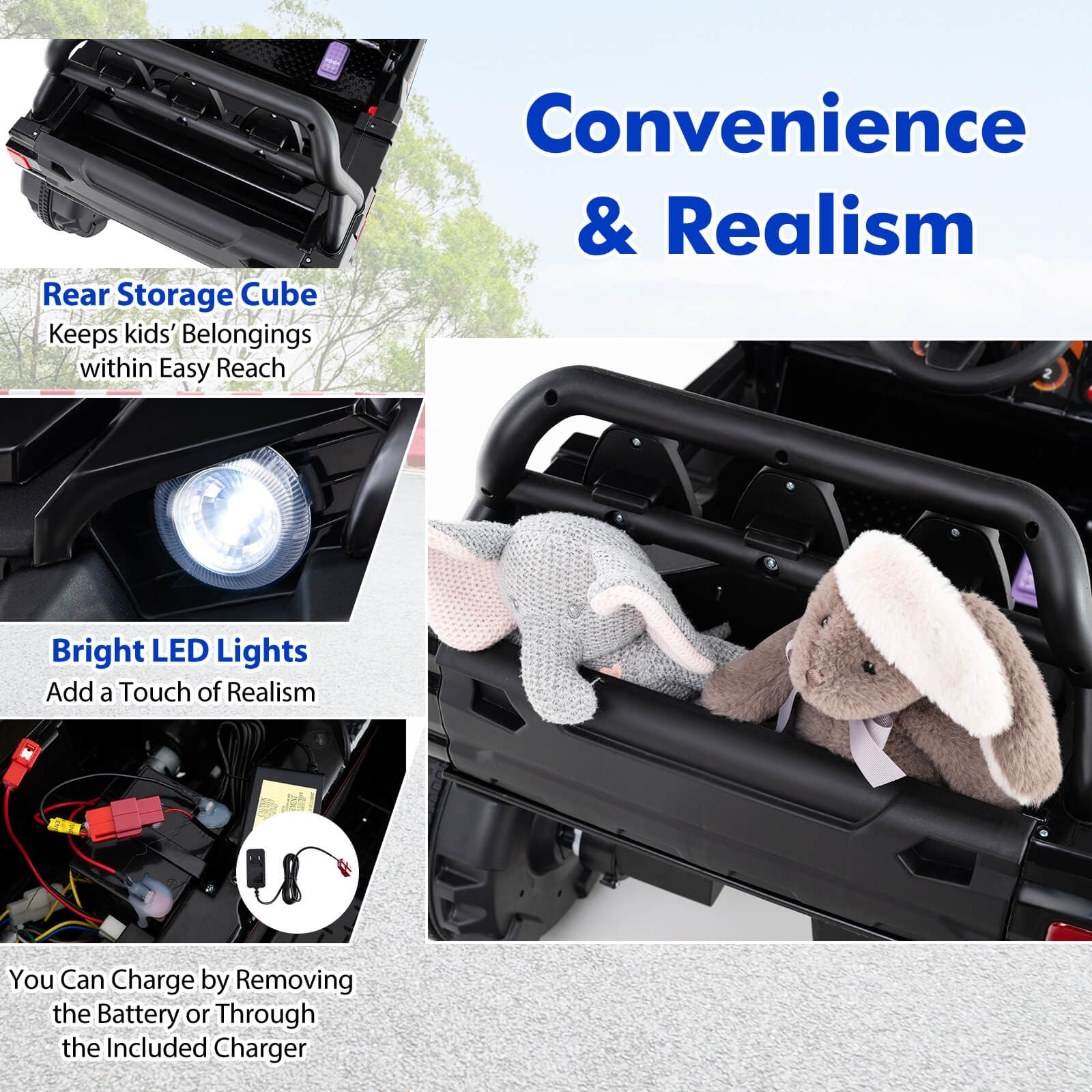 12V Kids Ride-On Truck with Remote Control, Slow Start, Safety Belt, and Rear Storage Trend Times 8