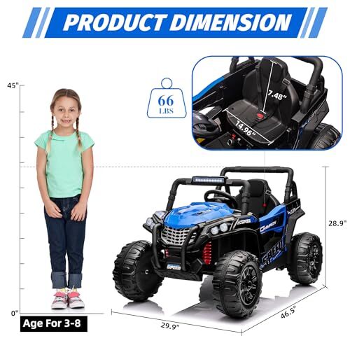 12V Kids Ride-On UTV Truck Car with Parent Remote Control and Dual Spring Suspension Trend Times 3