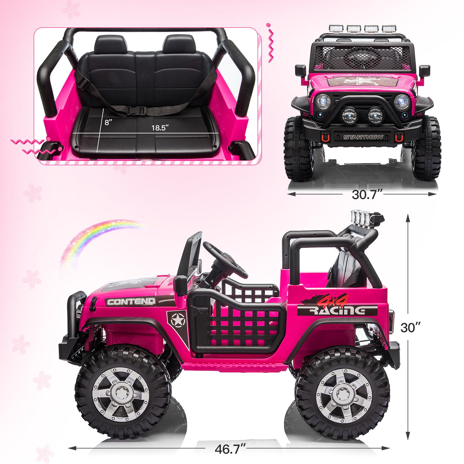 12V Kids Electric Ride-On Truck Jeep with 2 Seats and Remote Control Trend Times 8