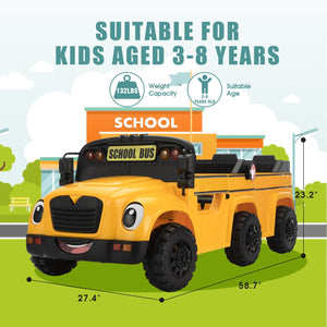 12V Electric 2-Seater Kids School Bus Ride-On Toy Car with Remote Control Trend Times 6