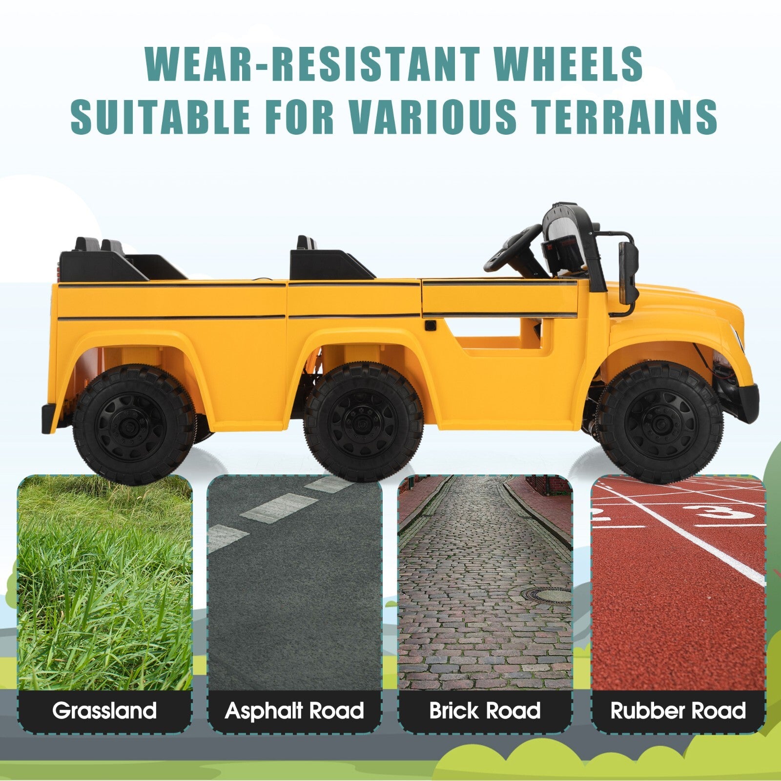 12V Electric 2-Seater Kids School Bus Ride-On Toy Car with Remote Control Trend Times 7