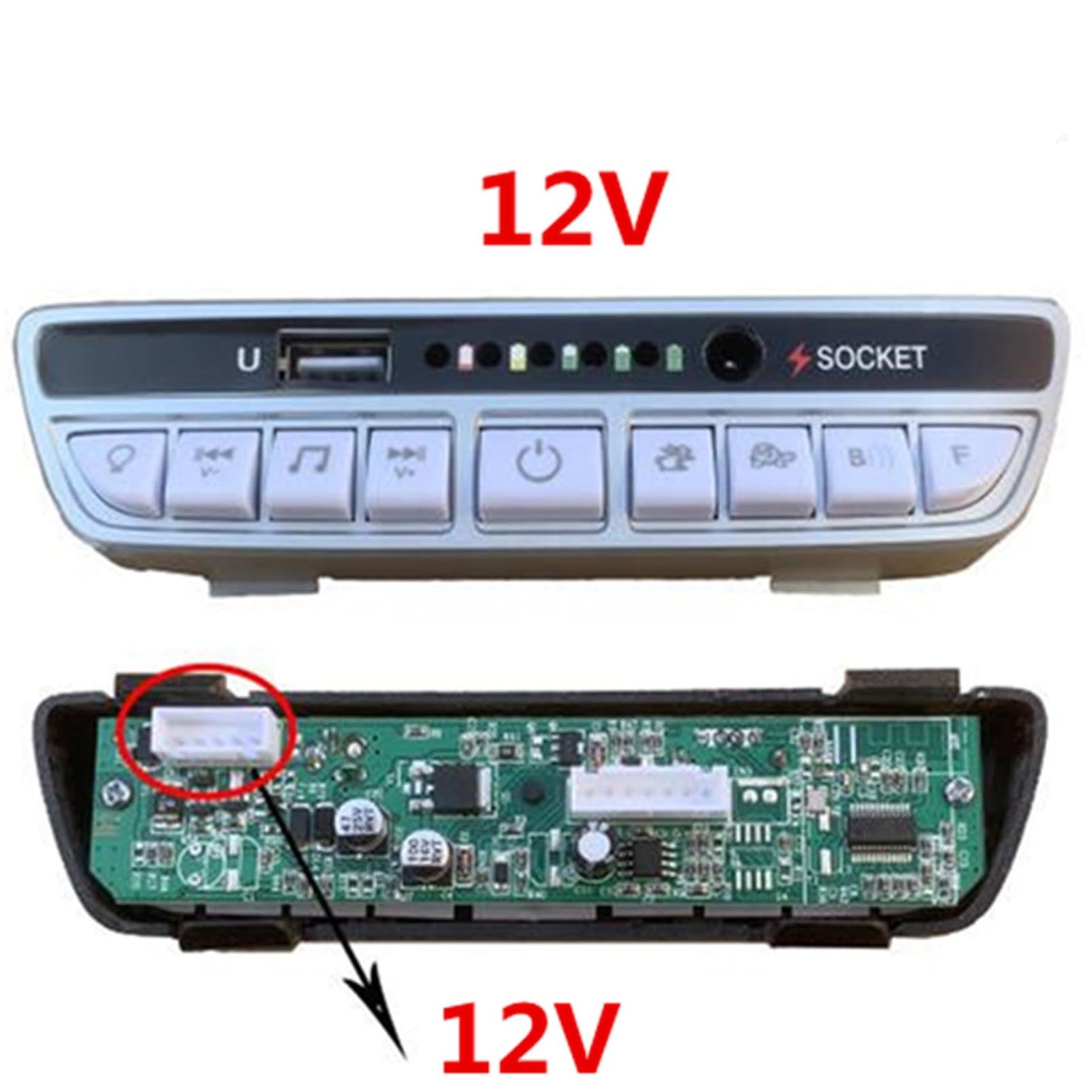 12V Kids Toy Car Central Control Switch Board with Bluetooth Music and Power Display Trend Times 3