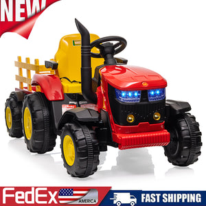 12V Kids Ride-On Tractor with Trailer, LED Lights, Music, and Remote Control Trend Times 7