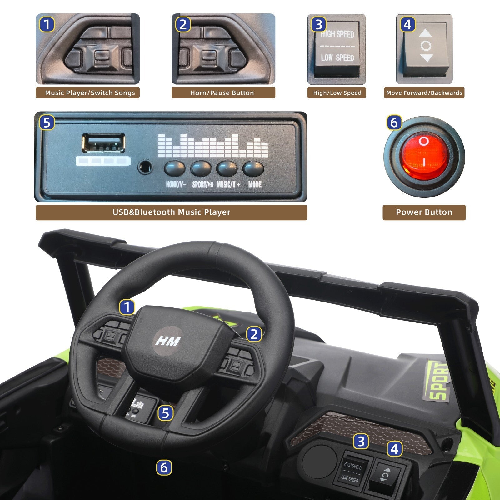 12V Electric Kids Ride-On UTV ATV Toy Vehicle with Remote Control and LED Lights Trend Times 2