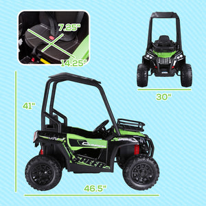 12V Kids UTV with Music, Lights, MP3/USB, Suspension, Green Trend Times 1