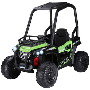 12V Kids UTV with Music, Lights, MP3/USB, Suspension, Green Trend Times 3