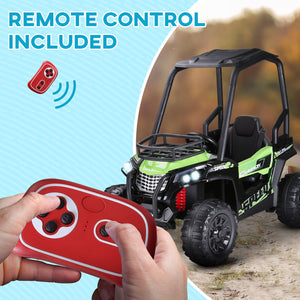 12V Kids UTV with Music, Lights, MP3/USB, Suspension, Green Trend Times 7