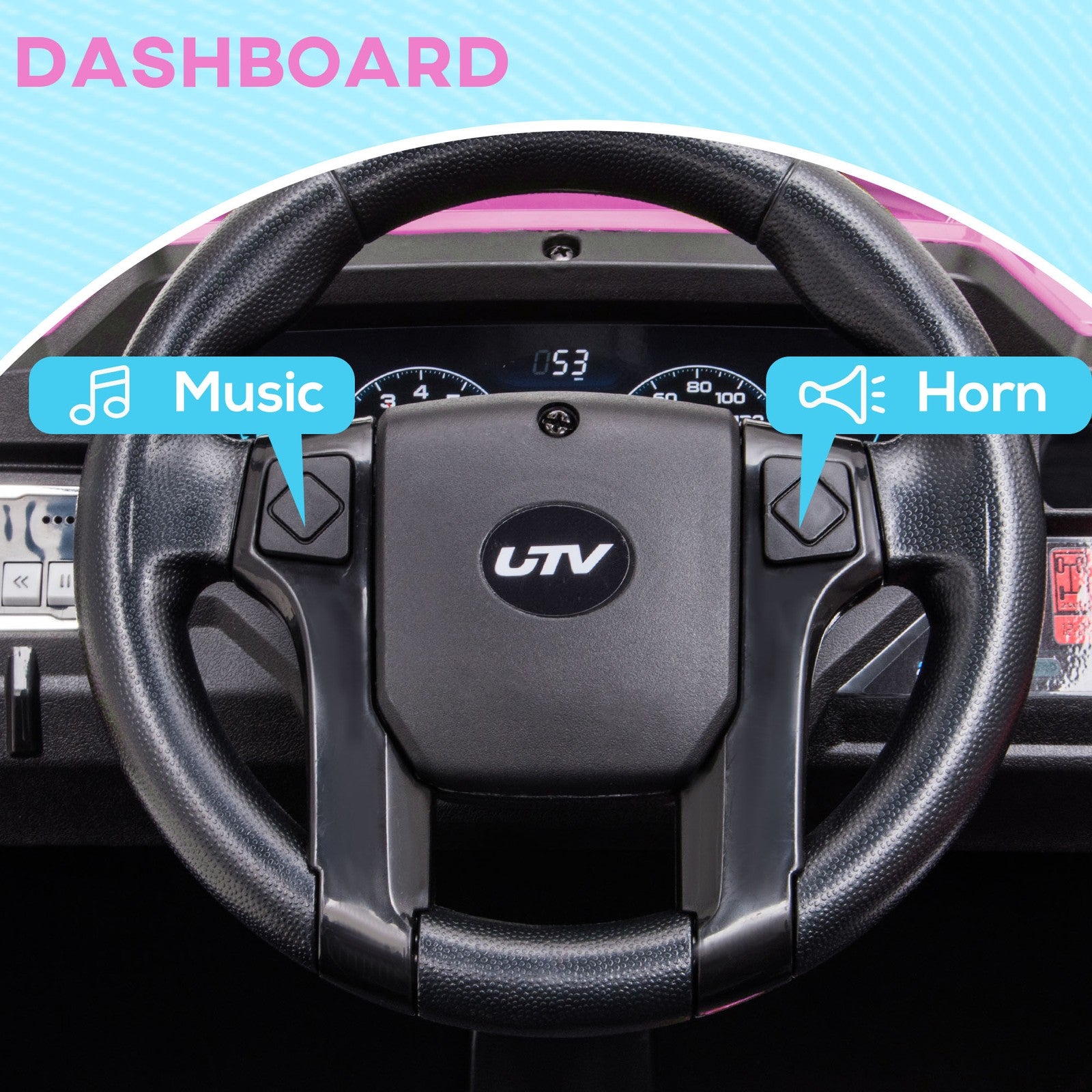 12V Kids Pink UTV with Music, Lights, MP3/USB, and Suspension Trend Times 5