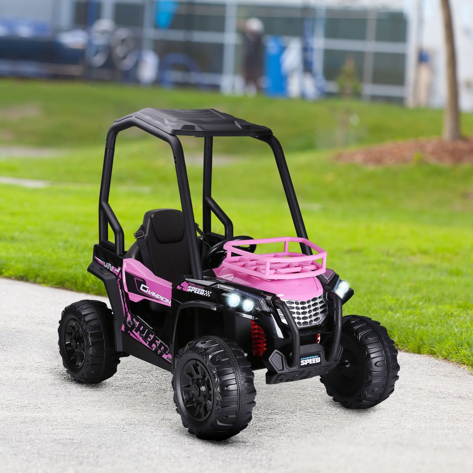 12V Kids Pink UTV with Music, Lights, MP3/USB, and Suspension Trend Times 8