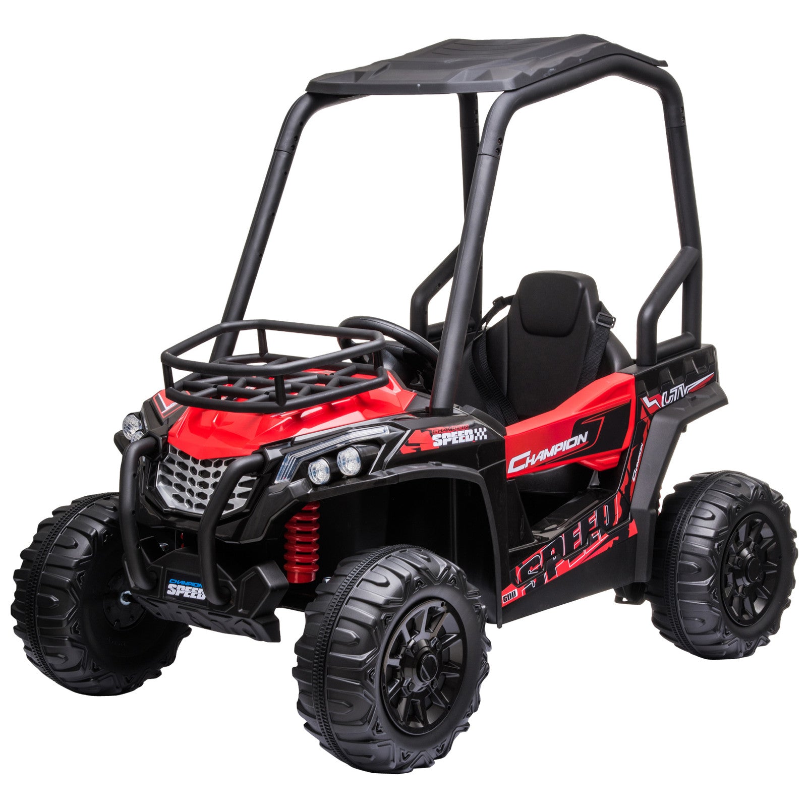 12V Kids UTV with Music, Lights, MP3/USB, Suspension – Red Trend Times 2
