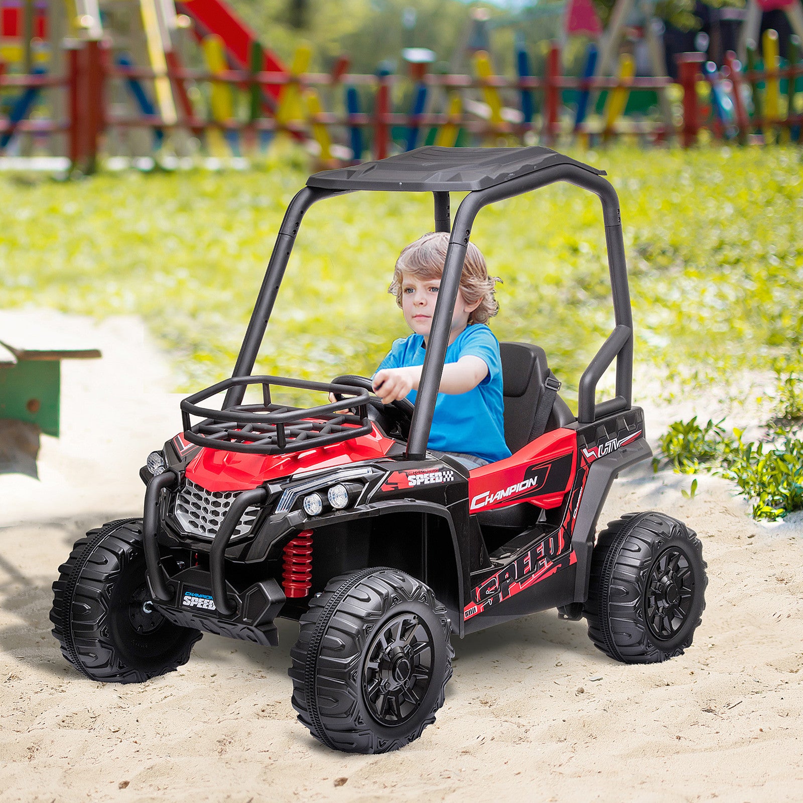 12V Kids UTV with Music, Lights, MP3/USB, Suspension – Red Trend Times Variant 0