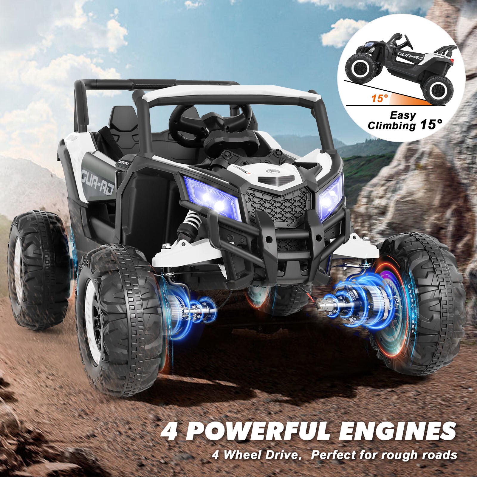 12V Kids Electric Off-Road Ride-On UTV Vehicle with Music, Remote Control, and LED Lights Trend Times 3