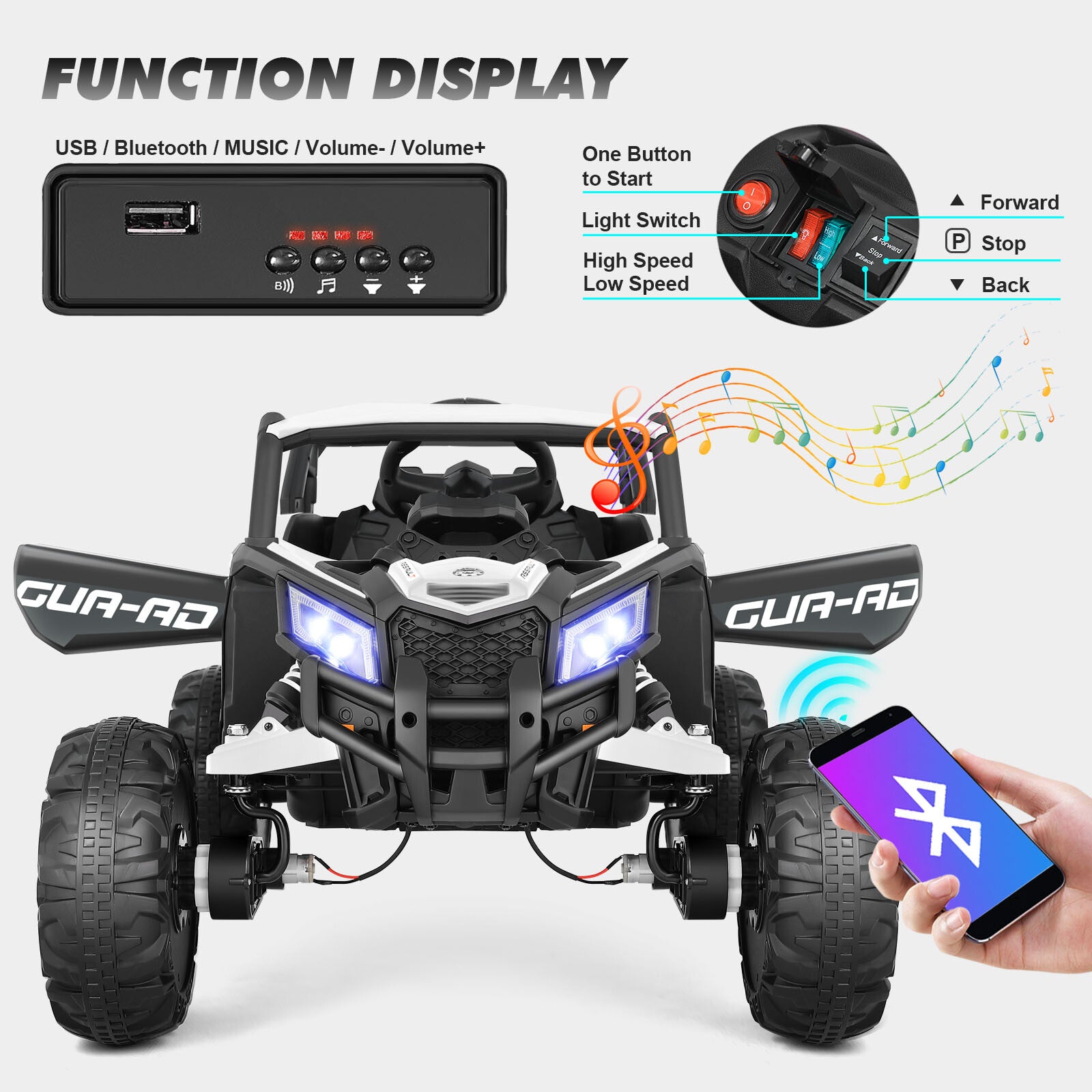 12V Kids Electric Off-Road Ride-On UTV Vehicle with Music, Remote Control, and LED Lights Trend Times 4