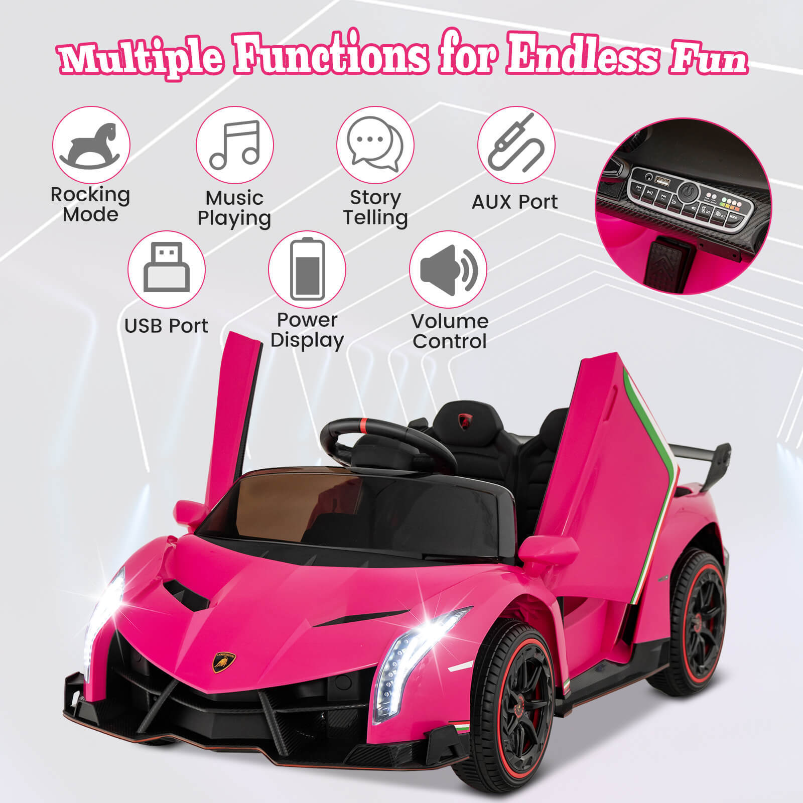 12V 4WD Kids Ride-On Sports Car Battery Powered with Power Adapter Trend Times 8
