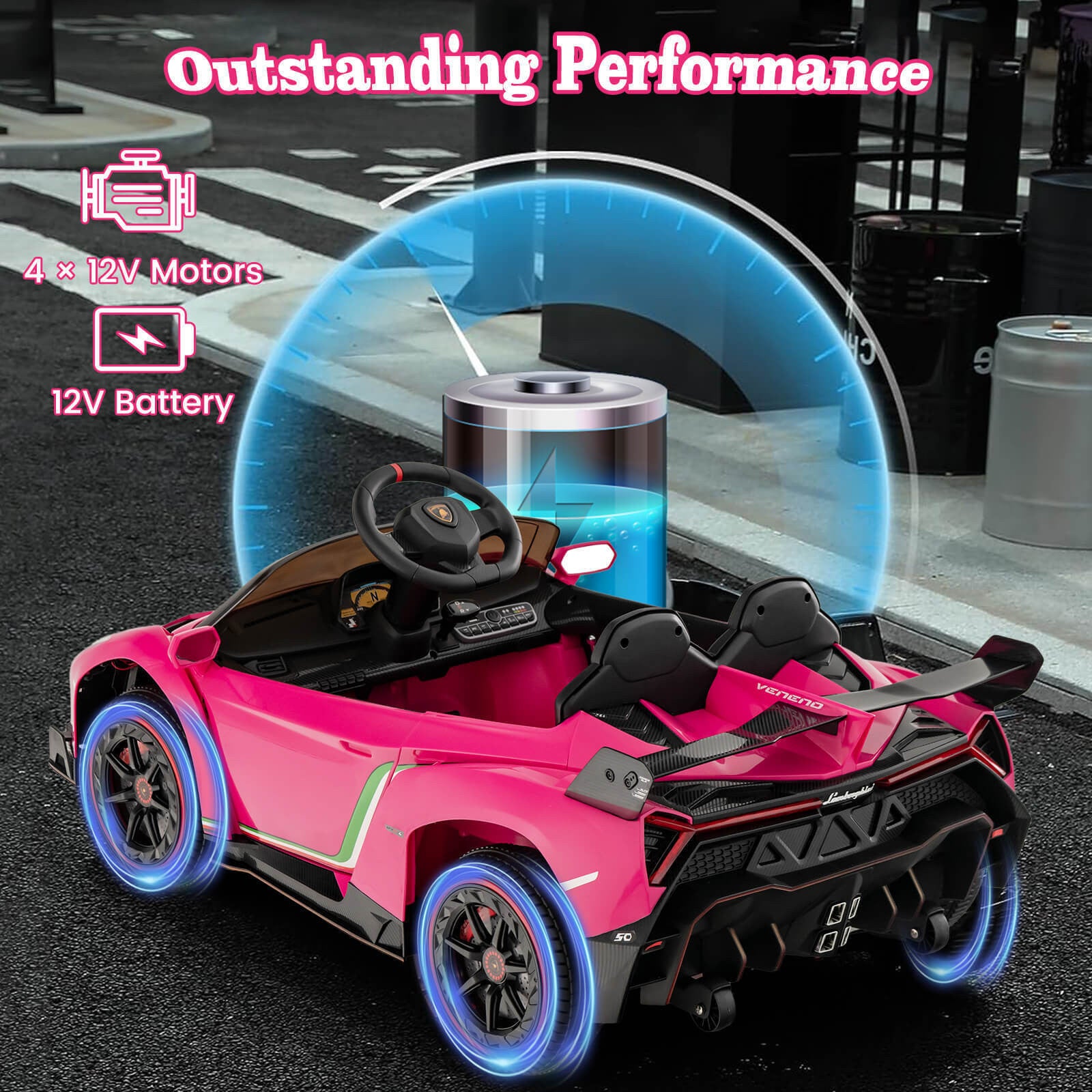 12V 4WD Kids Ride-On Sports Car Battery Powered with Power Adapter Trend Times 4
