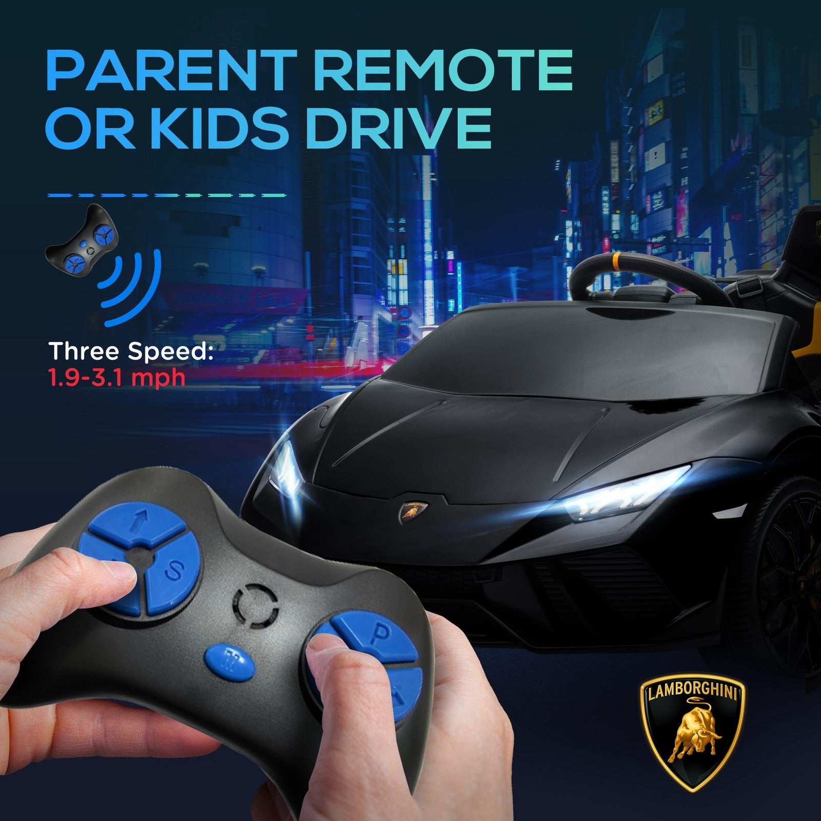 12V Licensed Lamborghini Huracan Electric Ride-On Car for Kids Ages 3-6 Black Trend Times 6