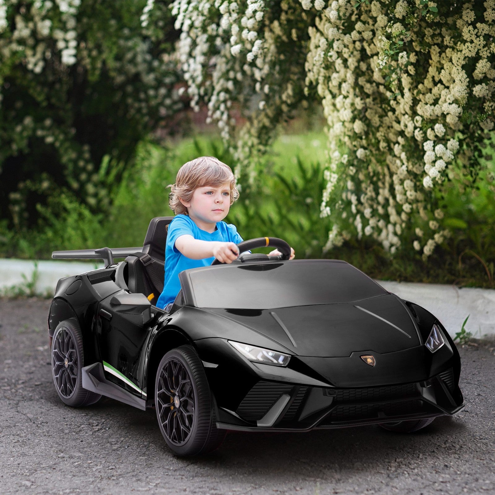 12V Licensed Lamborghini Huracan Electric Ride-On Car for Kids Ages 3-6 Black Trend Times 1