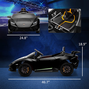 12V Licensed Lamborghini Huracan Electric Ride-On Car for Kids Ages 3-6 Black Trend Times 2
