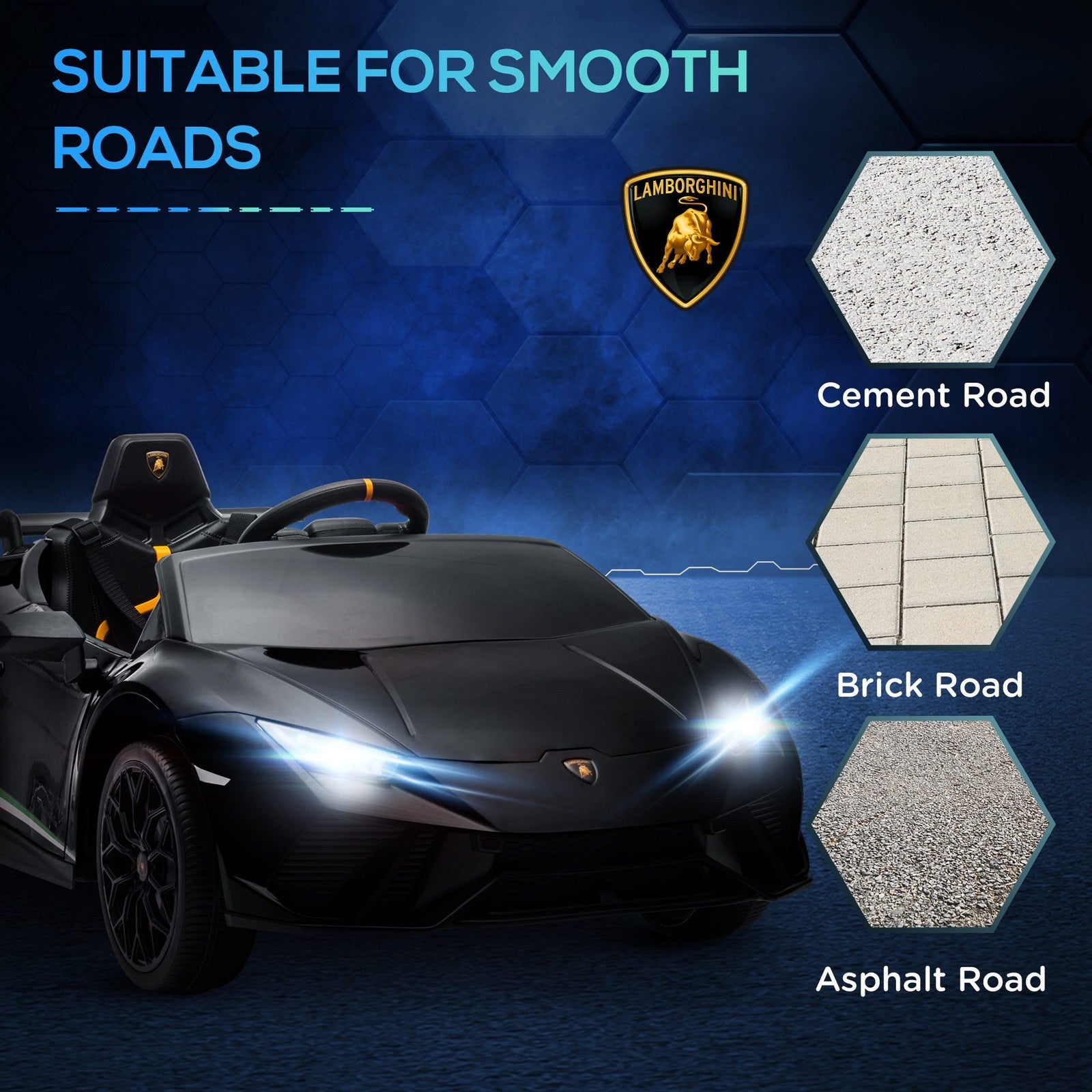 12V Licensed Lamborghini Huracan Electric Ride-On Car for Kids Ages 3-6 Black Trend Times 9