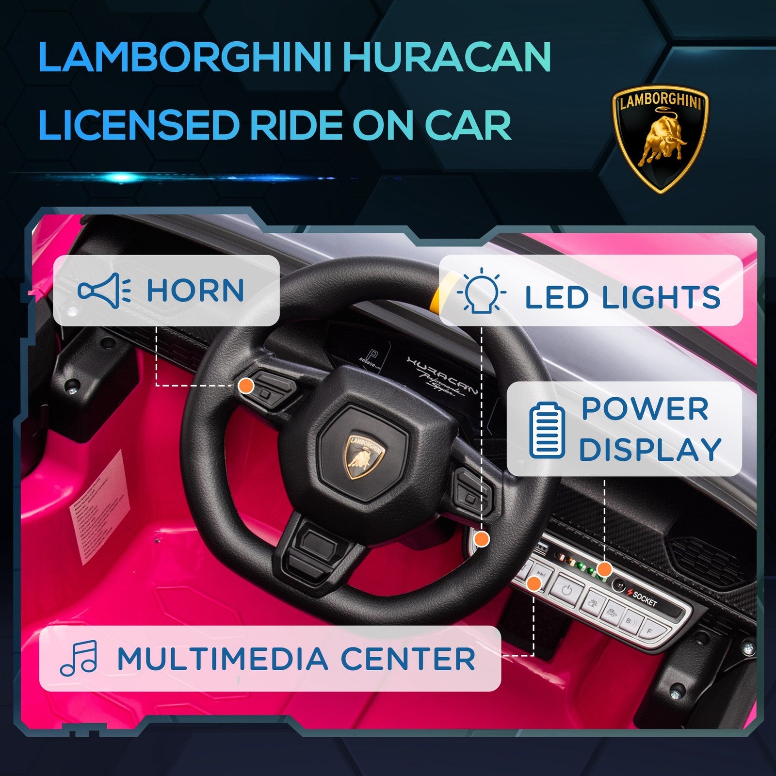 12V Licensed Kids Electric Car for Ages 3-6 in Pink Trend Times 4