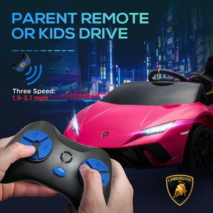 12V Licensed Lamborghini Huracan Electric Ride-On Car for Kids Ages 3-6 Pink Trend Times 6