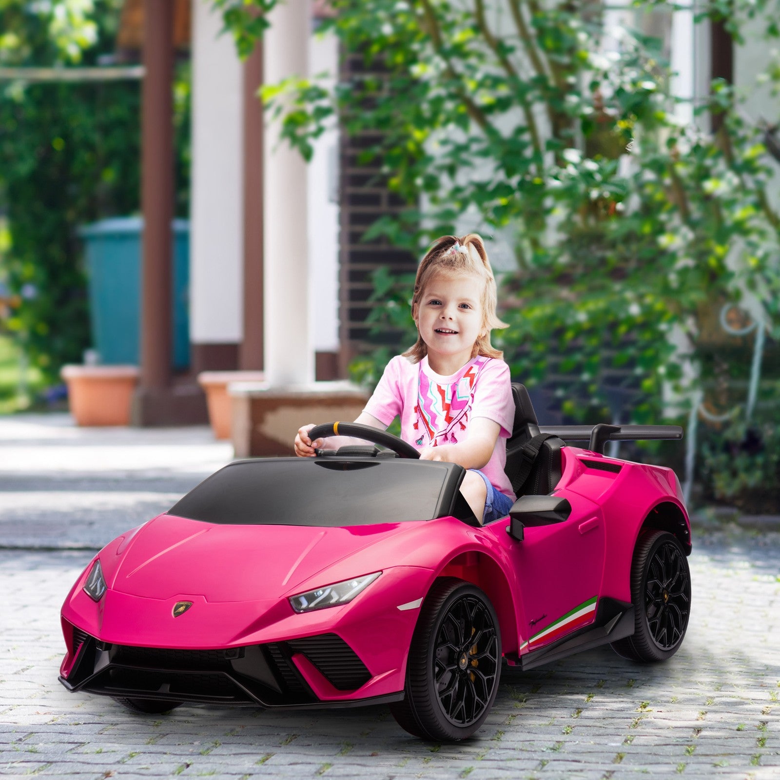 12V Licensed Lamborghini Huracan Electric Ride-On Car for Kids Ages 3-6 Pink Trend Times 8
