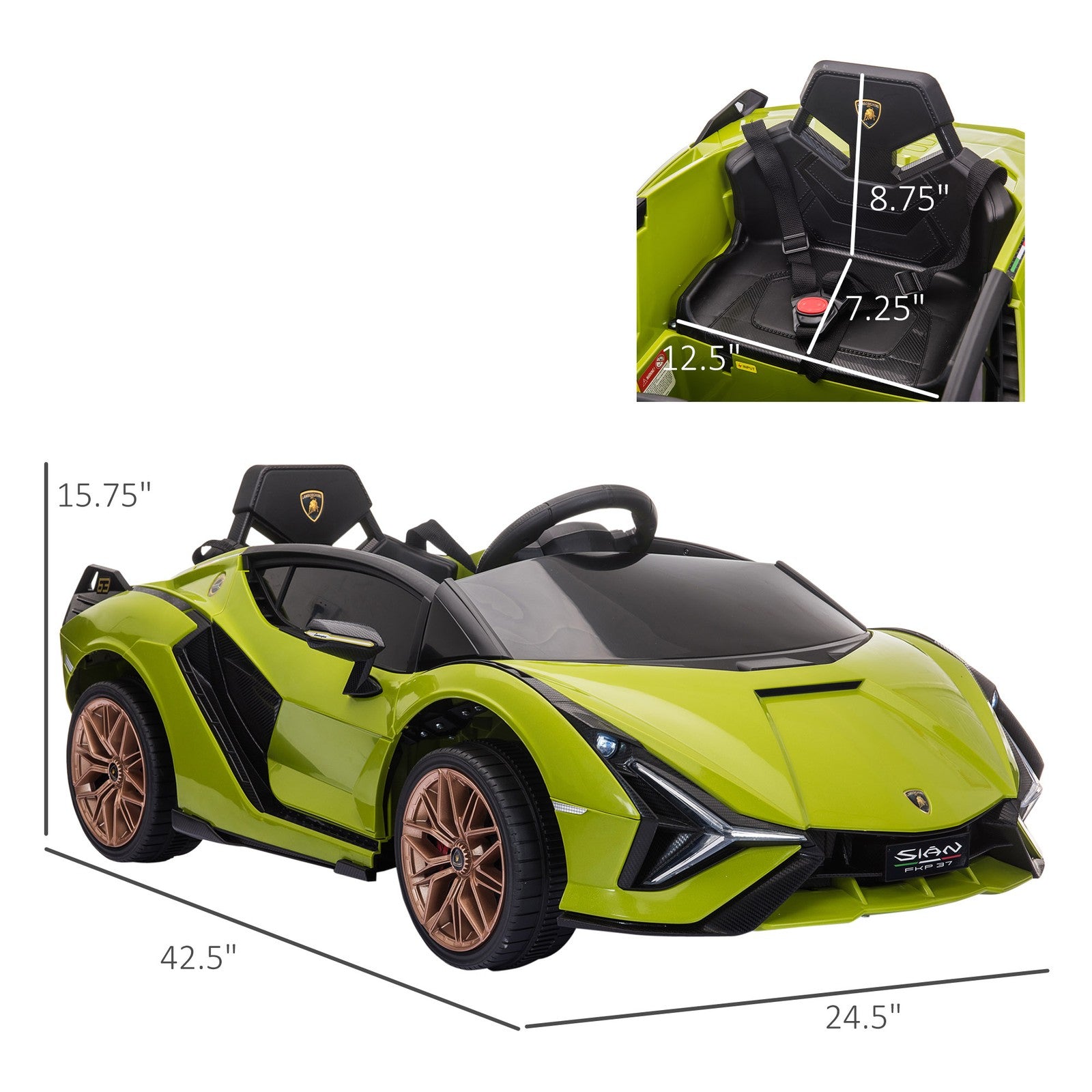12V Licensed Lamborghini Sian Electric Ride-On Car for Kids Black Trend Times 1