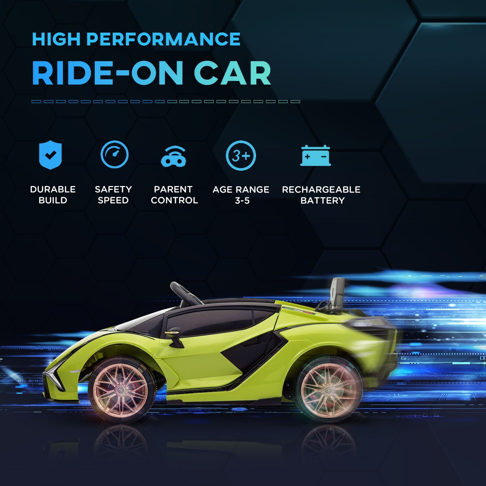 12V Licensed Lamborghini Sian Electric Ride-On Car for Kids Black Trend Times 4