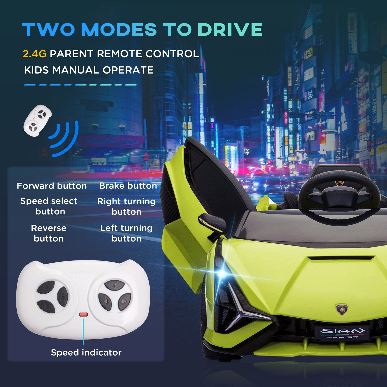 12V Licensed Lamborghini Sian Electric Ride-On Car for Kids Black Trend Times 7