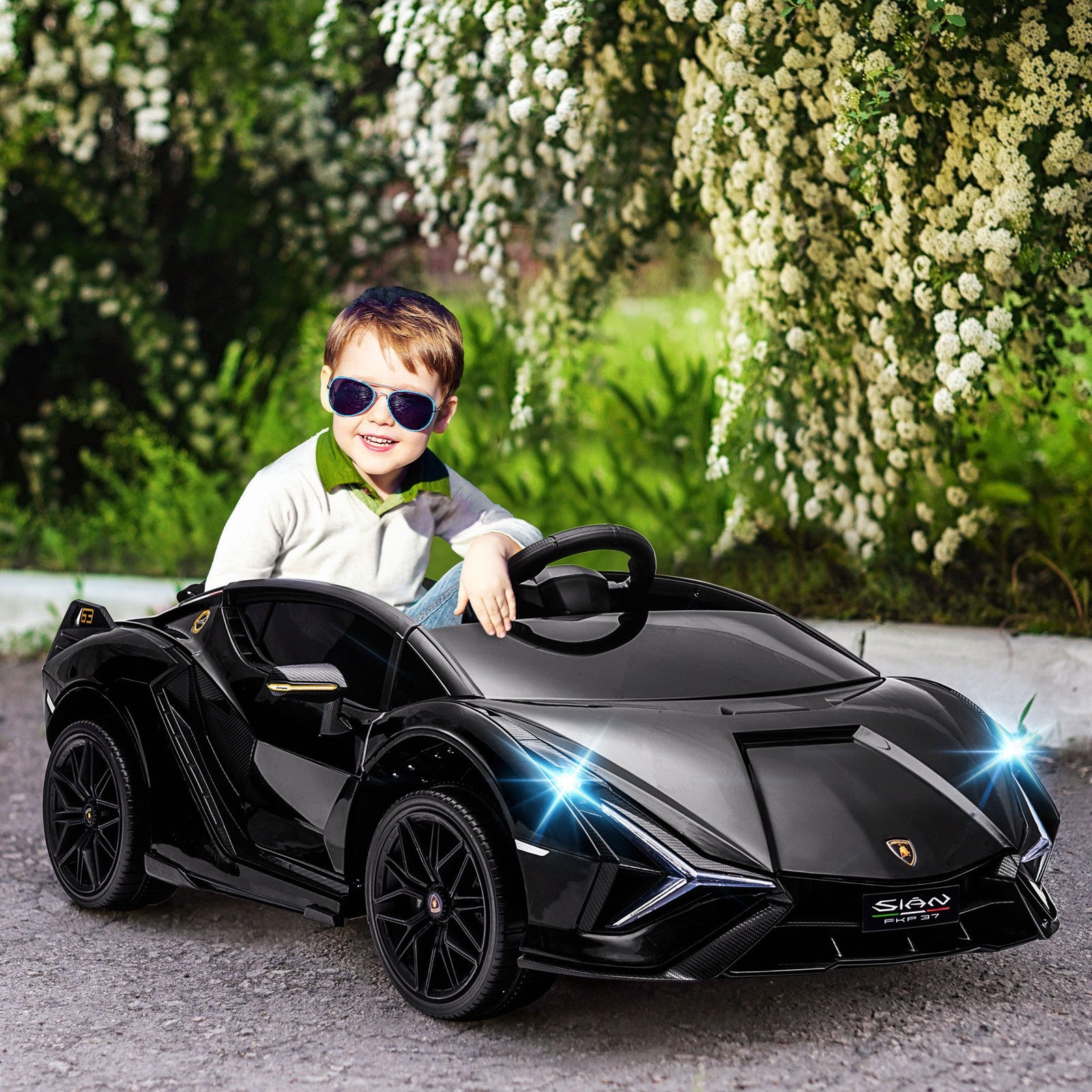 12V Licensed Lamborghini Sian Electric Ride-On Car for Kids in Black Trend Times Variant 0