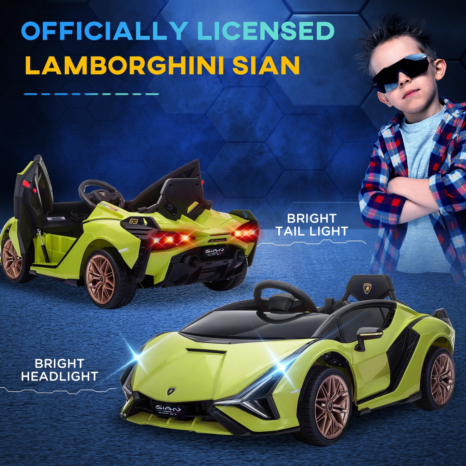 12V Licensed Lamborghini Sian Electric Ride-On Car for Kids Green Trend Times 6