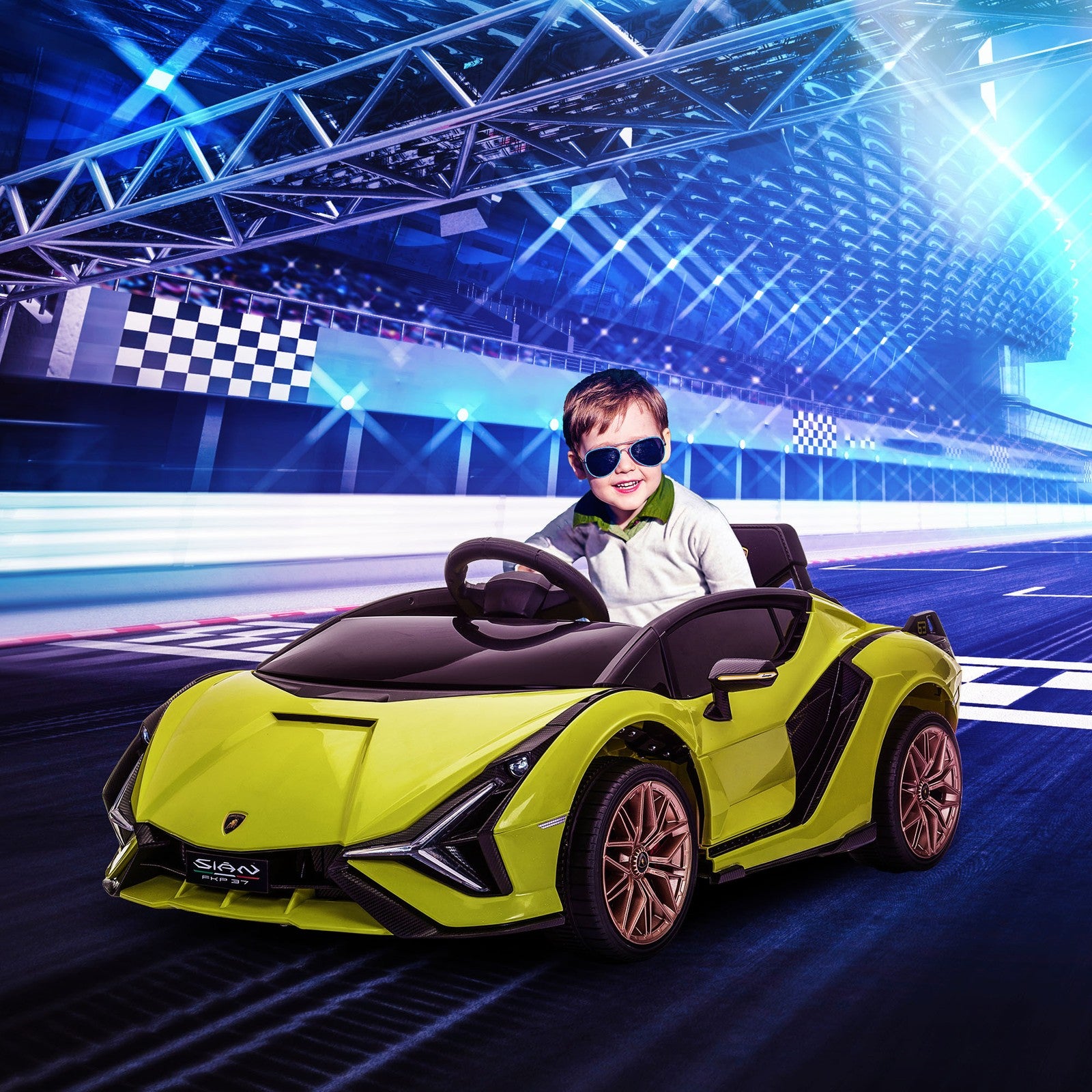 12V Licensed Lamborghini Sian Electric Ride-On Car for Kids Green Trend Times 8