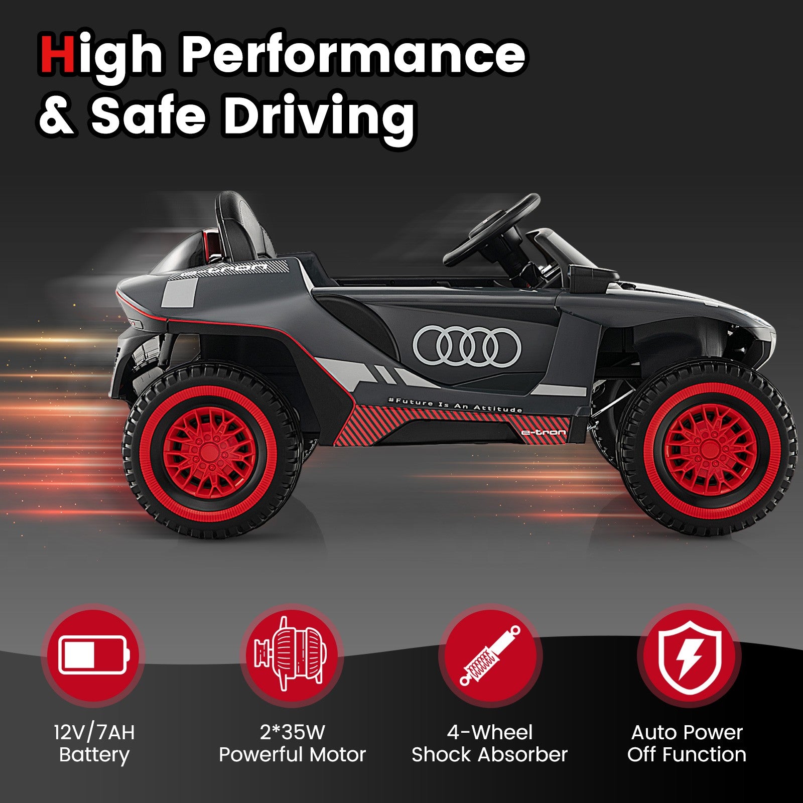 12V Licensed Audi Kids Ride-On Car with 2.4G Parent Remote Control and LED Lights Trend Times 5