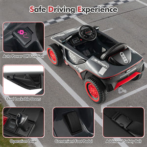 12V Licensed Audi E-tron Kids Ride-On Racing Car with Remote Control and Lights Gray Trend Times 5