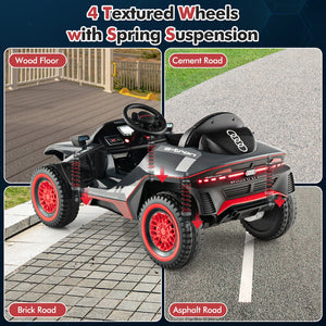 12V Licensed Audi E-tron Kids Ride-On Racing Car with Remote Control and Lights Gray Trend Times 7