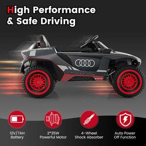 12V Licensed Audi Kids Ride-On E-tron Racing Car with Remote Control and Lights Gray Trend Times 5