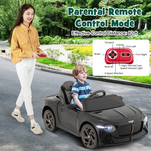12V Licensed Bentley Bacalar Kids Electric Ride-On Car with Remote Control Black Trend Times 2