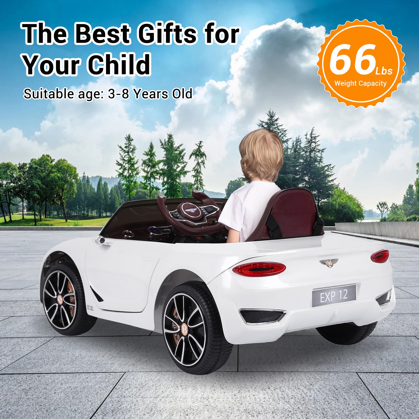 12V Licensed Bentley Style Kids Electric Ride-On Toy Car with Remote Control, LED Lights, and Music Trend Times 5