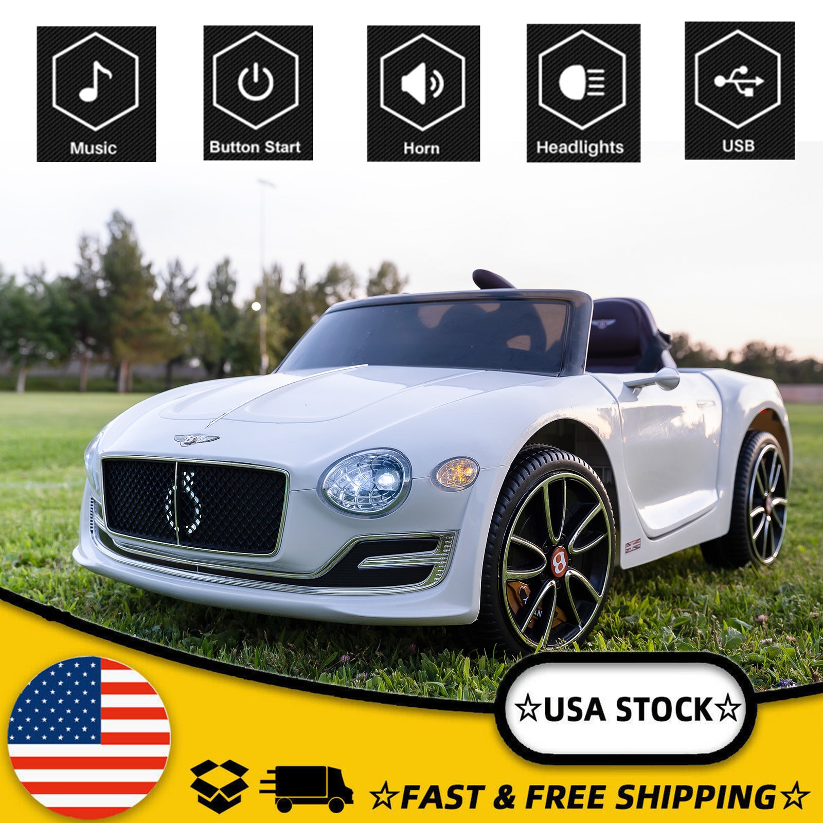 12V Licensed Bentley Style Kids Electric Ride-On Car Toy with LED Lights and Remote Control Trend Times 10
