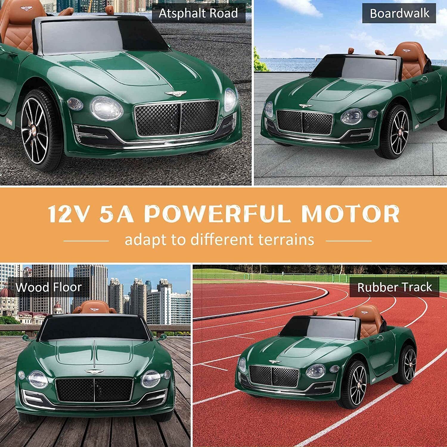 12V Licensed Bentley Style Kids Ride-On Electric Car with Remote Control Toy Gift Trend Times 1
